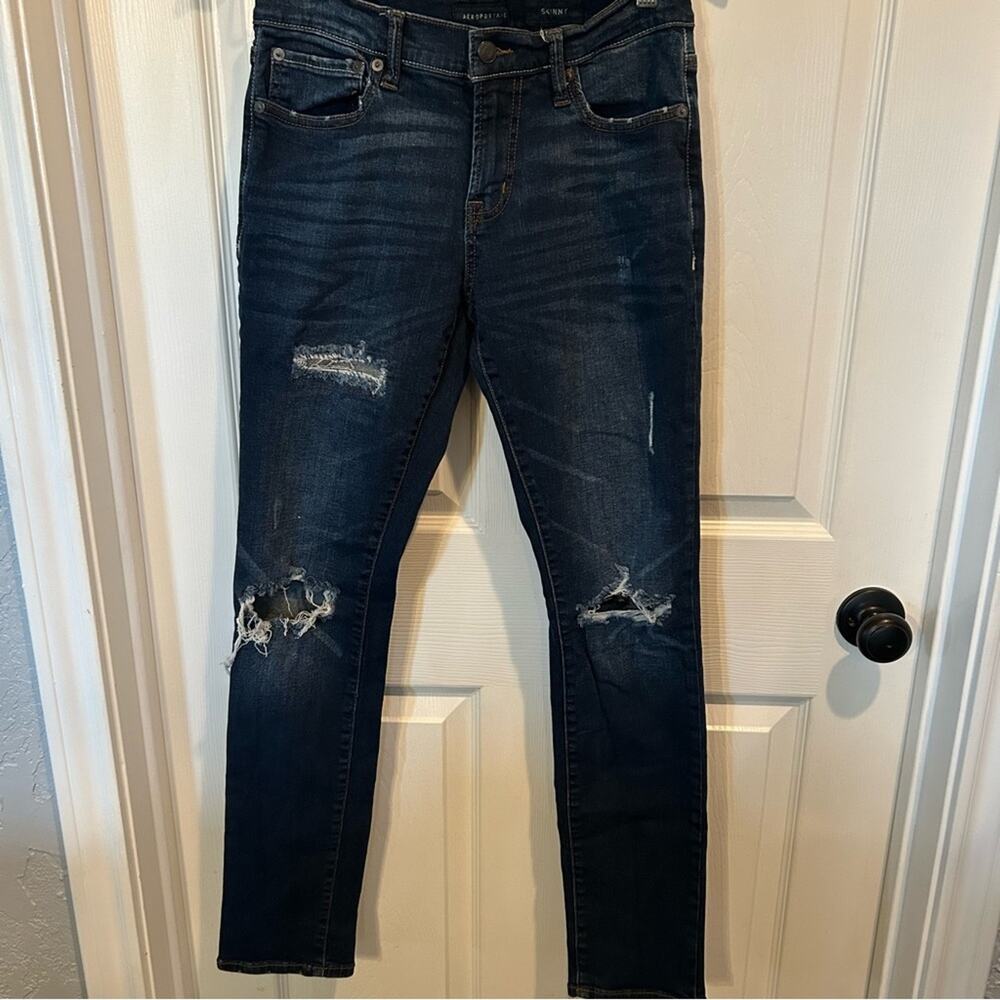 Aeropostale Skinny Distressed Jeans - Size 28 - Dark Wash Ripped Denim